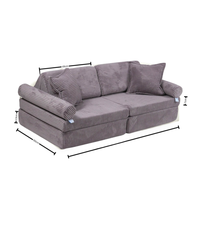 Mini speelbank lavendel corduroy – Montessori meubels voor spel en rust