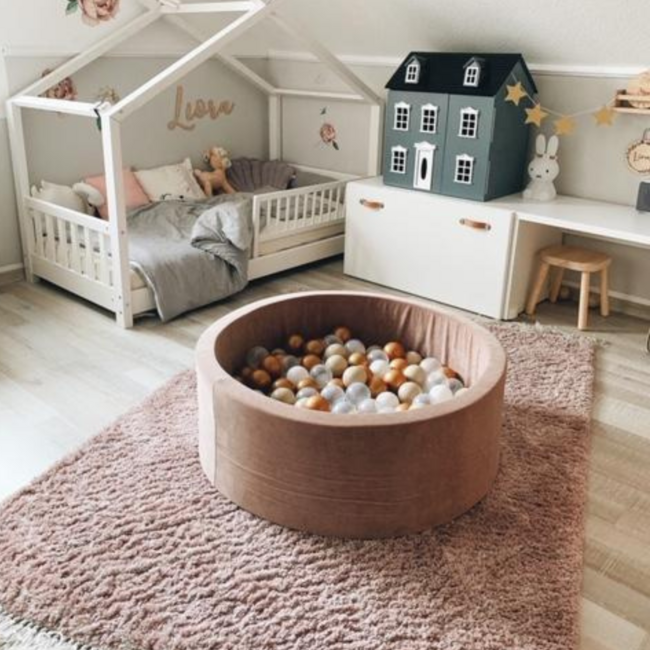 Teddy Bear Bällepool Meowbaby 250 Bälle – Braun Velvet, sicher und komfortabel