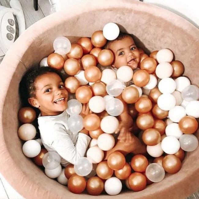 Meowbaby Teddy bear ball pit 250 balls – brown velvet, safe and comfortable