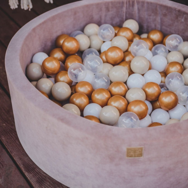 Meowbaby Teddy bear ball pit 250 balls – brown velvet, safe and comfortable