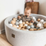 Meowbaby Safari ball pit 250 balls – grey cotton, Ø90x40 cm