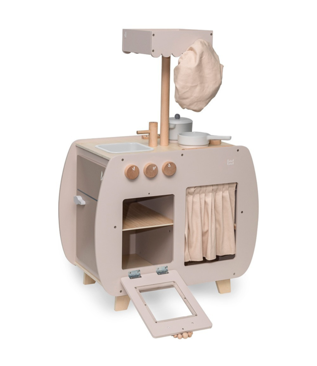 Houten speelkeuken Bistro in nougat – stijlvolle kinderkeuken voor kleine chefjes