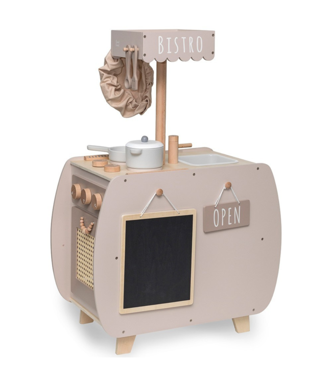 Houten speelkeuken Bistro in nougat – stijlvolle kinderkeuken voor kleine chefjes