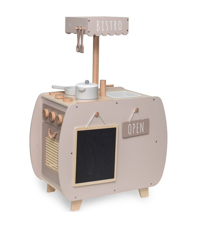 Houten speelkeuken Bistro in nougat – stijlvolle kinderkeuken voor kleine chefjes