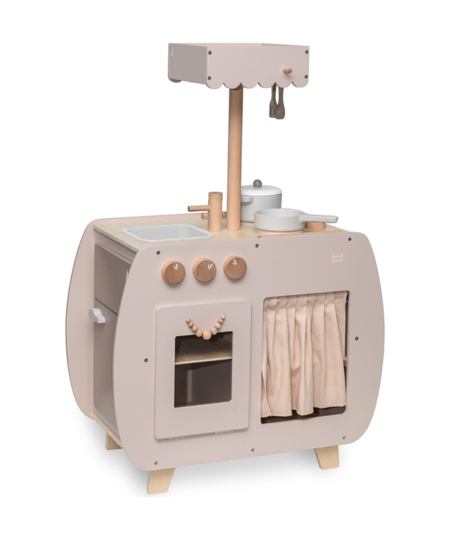 Houten speelkeuken Bistro in nougat – stijlvolle kinderkeuken voor kleine chefjes