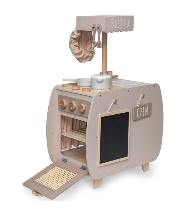 Houten speelkeuken Bistro in nougat – stijlvolle kinderkeuken voor kleine chefjes
