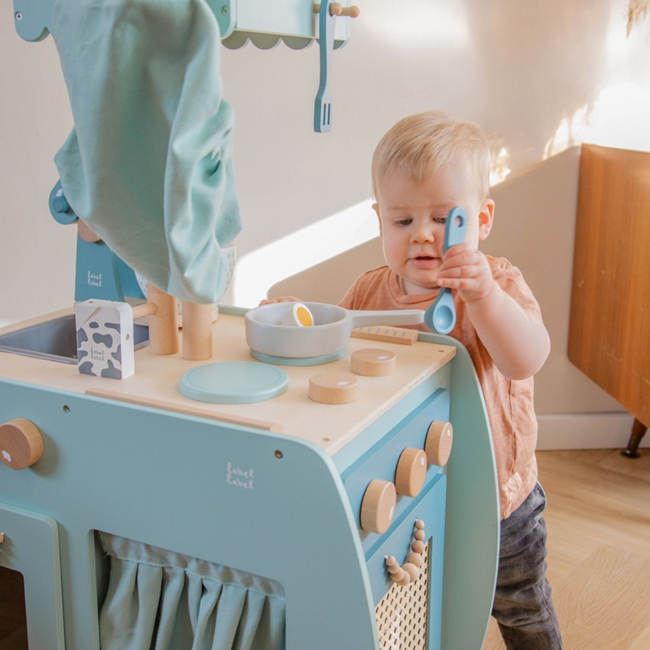 Wooden play kitchen Bistro in green – stylish kids' kitchen for imaginative play