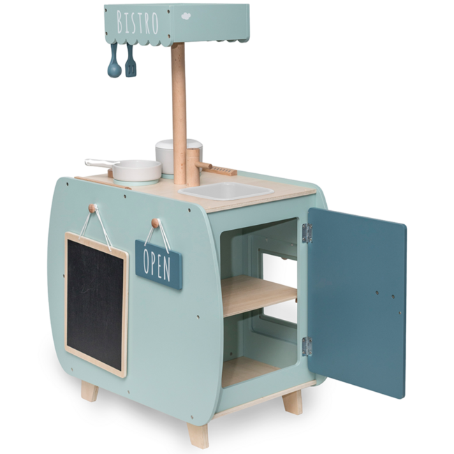 Wooden play kitchen Bistro in green – stylish kids' kitchen for imaginative play
