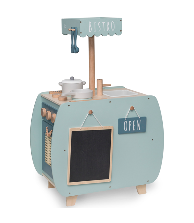 Houten speelkeuken Bistro in groen – stijlvolle kinderkeuken voor fantasierijk spel