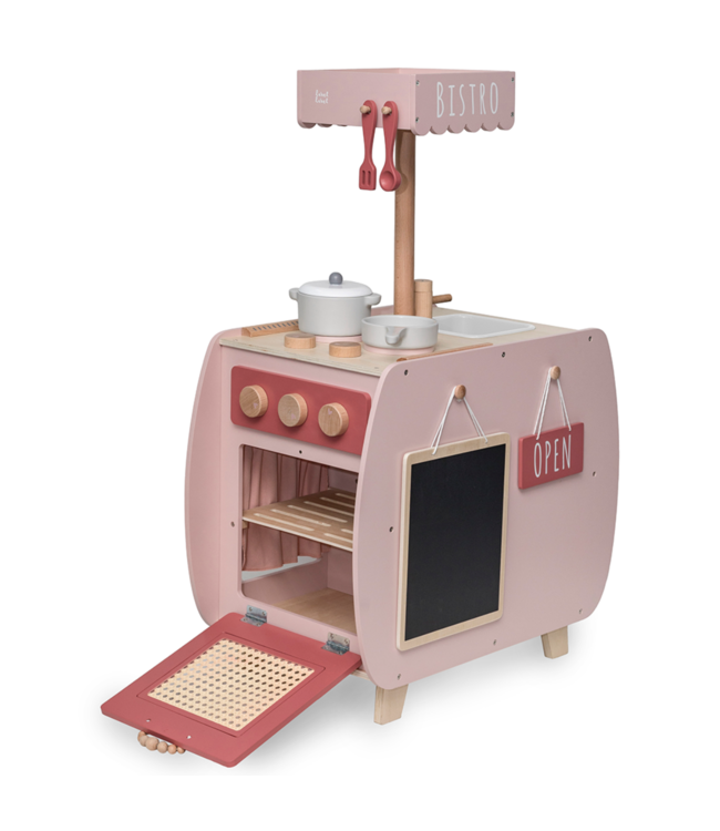 Houten speelkeuken Bistro in roze – stijlvolle kinderkeuken voor kleine chefjes