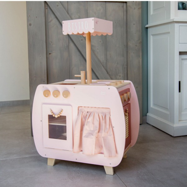 Wooden play kitchen Bistro in pink – stylish setup for little chefs