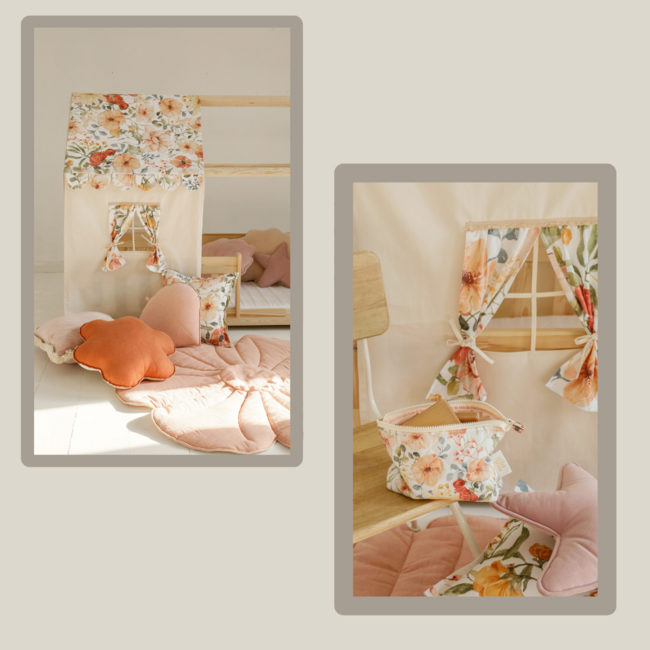 Bedhemel - Flower power voor Montessori huisbed