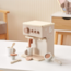 Wooden espresso machine in nougat color for children, ideal for imaginative play