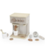 Houten espressomachine in nougat kleur voor kinderen, perfect voor fantasierijk speelplezier
