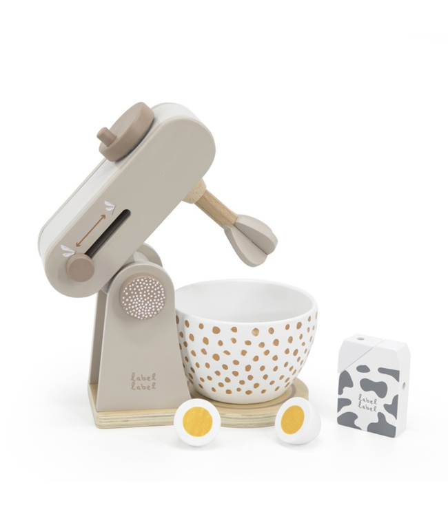 Houten keukenmixer voor kinderen met accessoires, duurzaam en veilig