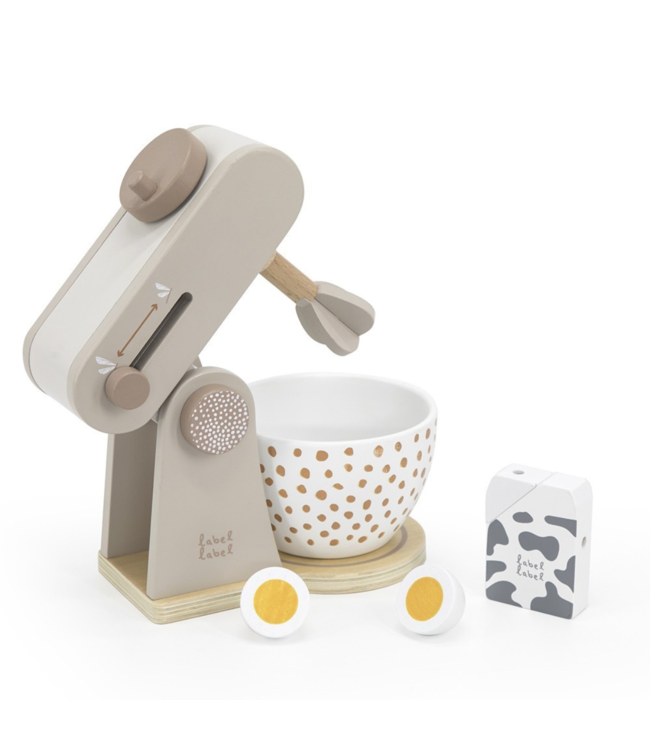 Houten keukenmixer voor kinderen met accessoires, duurzaam en veilig