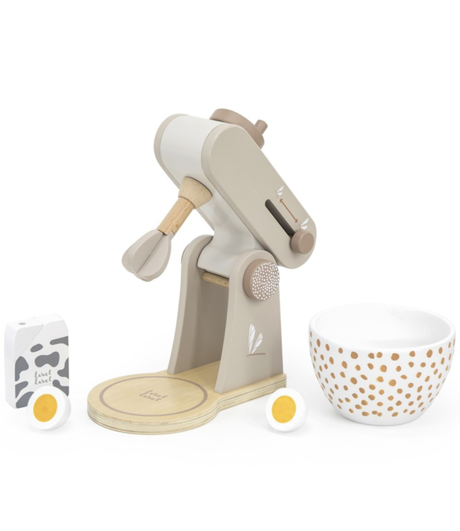 Houten keukenmixer voor kinderen met accessoires, duurzaam en veilig