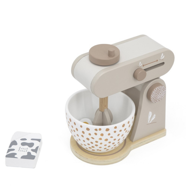 Houten keukenmixer voor kinderen met accessoires, duurzaam en veilig