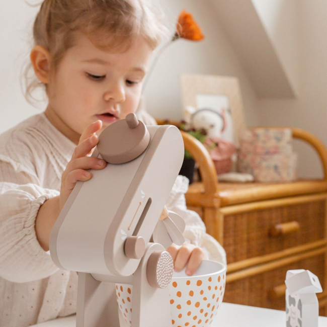 Houten keukenmixer voor kinderen met accessoires, duurzaam en veilig