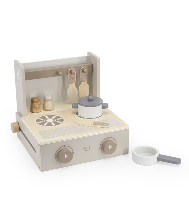 Houten kookstel | Duurzaam keukenspeelgoed| Beige