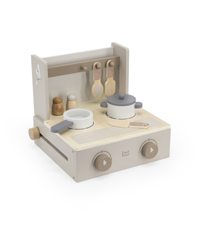 Houten kookstel | Duurzaam keukenspeelgoed| Beige