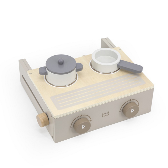 Houten kookstel | Duurzaam keukenspeelgoed| Beige