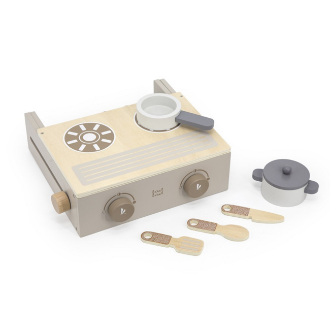 Houten kookstel | Duurzaam keukenspeelgoed| Beige