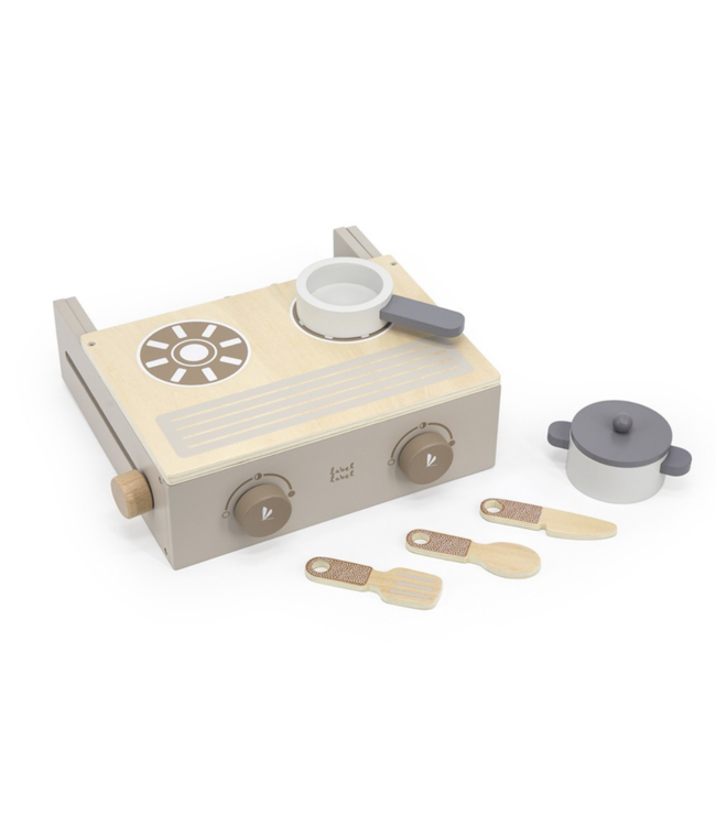 Houten kookstel | Duurzaam keukenspeelgoed| Beige