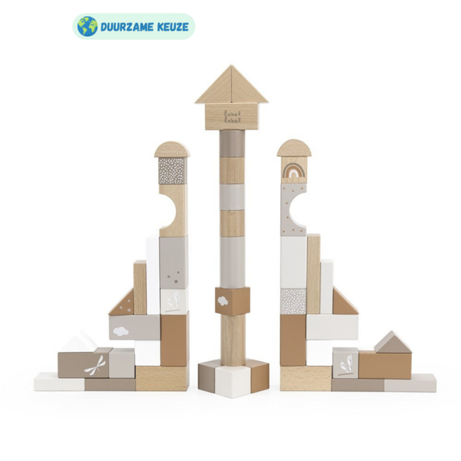 Houten blokken set | Duurzaam speelplezier voor peuters| Beige