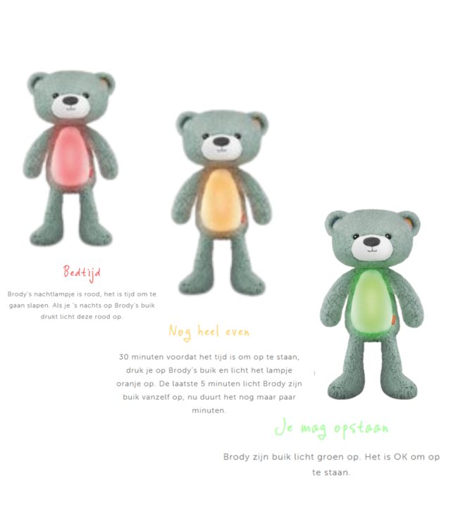 Slaaptrainer Brody beer in roze helpt kinderen rustig te slapen en hun slaapritme te ontwikkelen