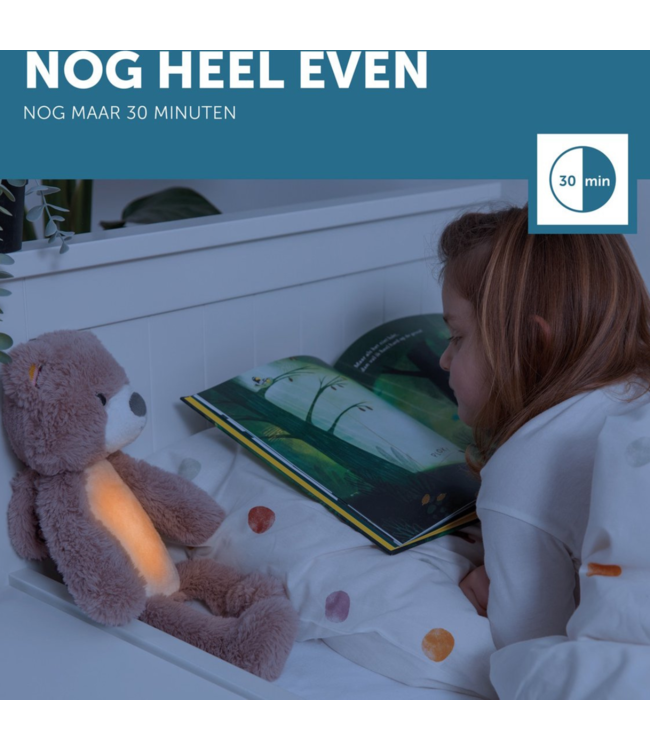 Slaaptrainer Brody beer in roze helpt kinderen rustig te slapen en hun slaapritme te ontwikkelen