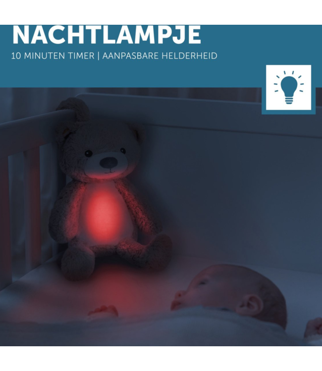 Slaaptrainer Brody beer in roze helpt kinderen rustig te slapen en hun slaapritme te ontwikkelen