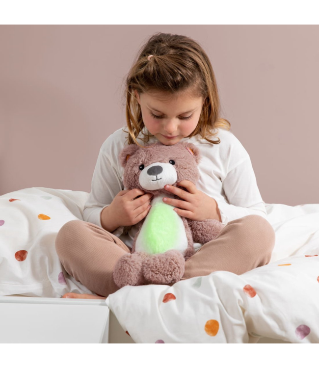 Slaaptrainer Brody beer in roze helpt kinderen rustig te slapen en hun slaapritme te ontwikkelen