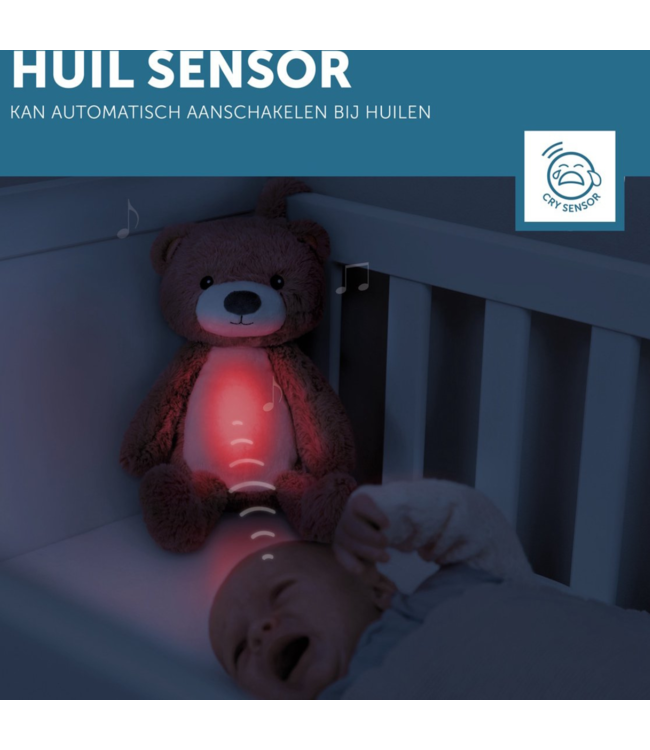 Slaaptrainer Brody beer in roze helpt kinderen rustig te slapen en hun slaapritme te ontwikkelen