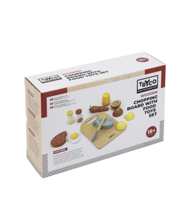 Houten  snijplank met eten