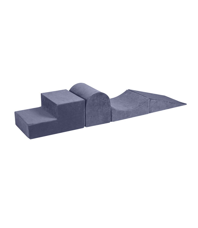 Blauwe velvet foam blokken set – 4-delig voor veilig en creatief spelplezier