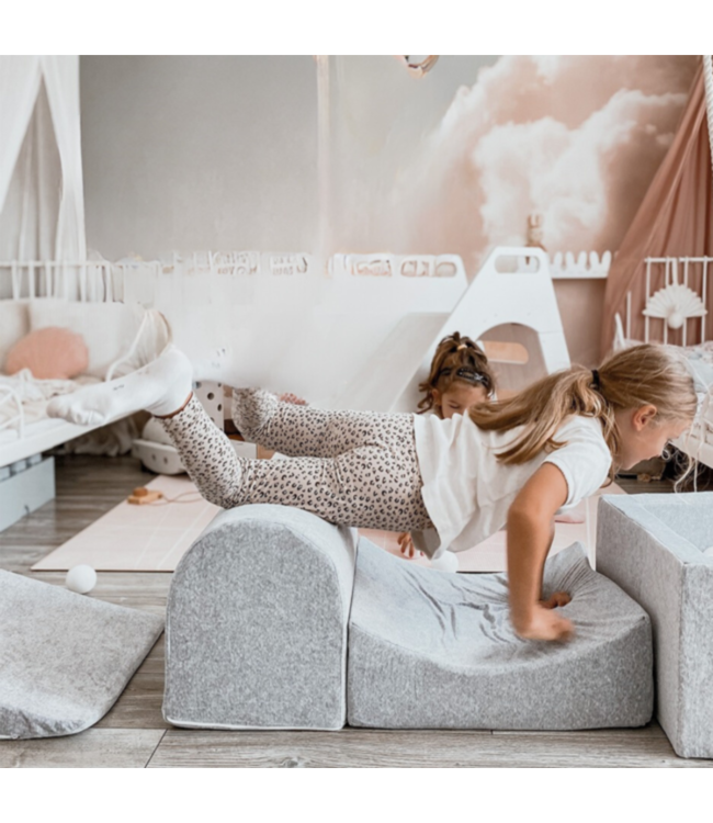 Grijze velvet foam blokken set – 3 delig speelplezier