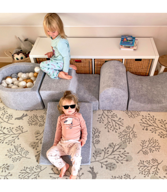 Grijze velvet foam blokken set – 3 delig speelplezier