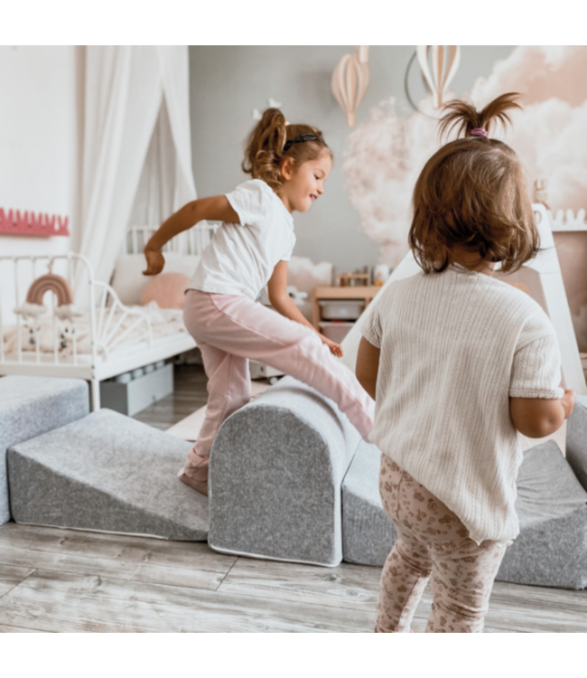 Grijze velvet foam blokken set – 3 delig speelplezier