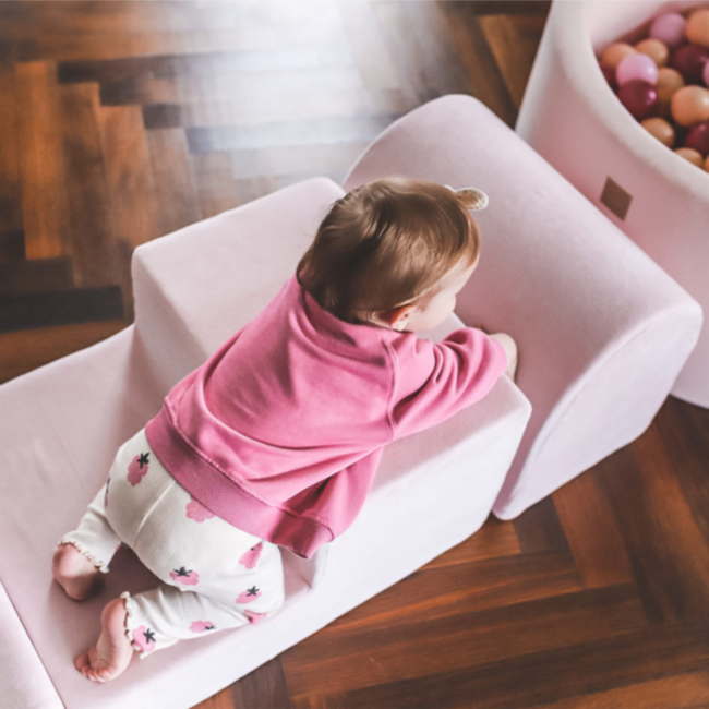 Roze foam blokken set van zachte velvet stof – 3-delig kinderspeelgoed