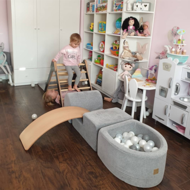 grijze velvet foam blokken set – 4 delig voor creatief en actief spel