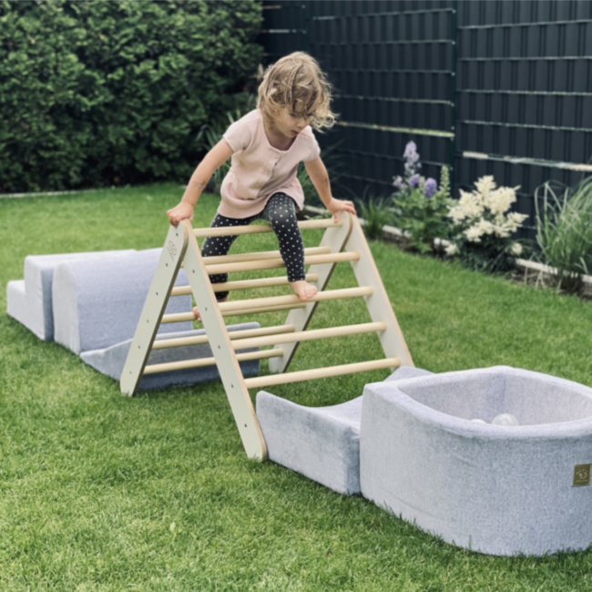 grijze velvet foam blokken set – 4 delig voor creatief en actief spel