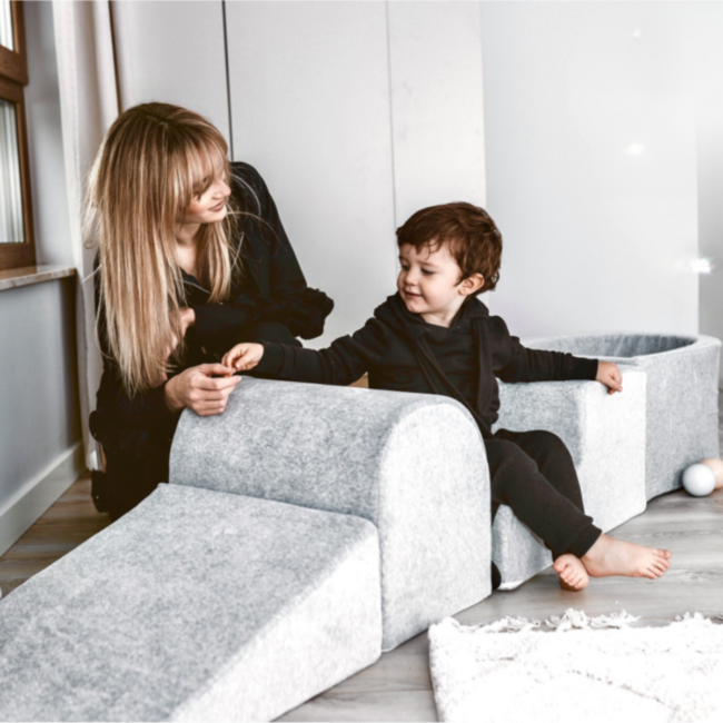 grijze velvet foam blokken set – 4 delig voor creatief en actief spel