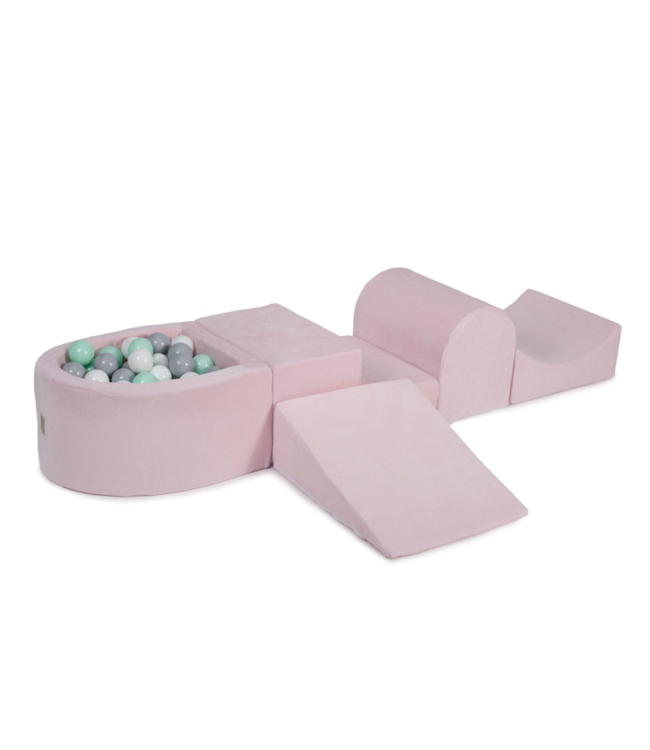 Roze foam blokken set met mini ballenbak voor kinderen
