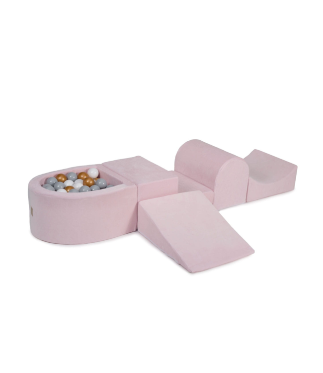 Roze foam blokken set met mini ballenbak voor kinderen
