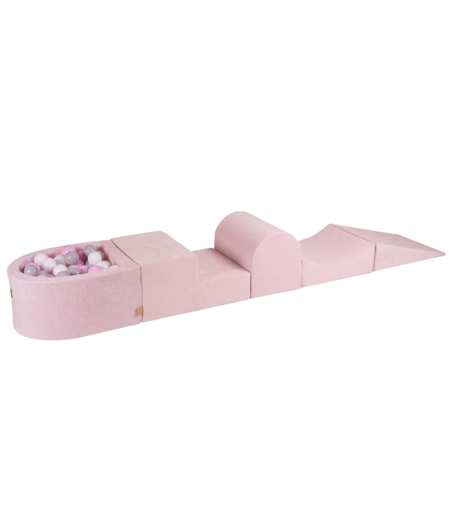 Roze foam blokken set met mini ballenbak voor kinderen