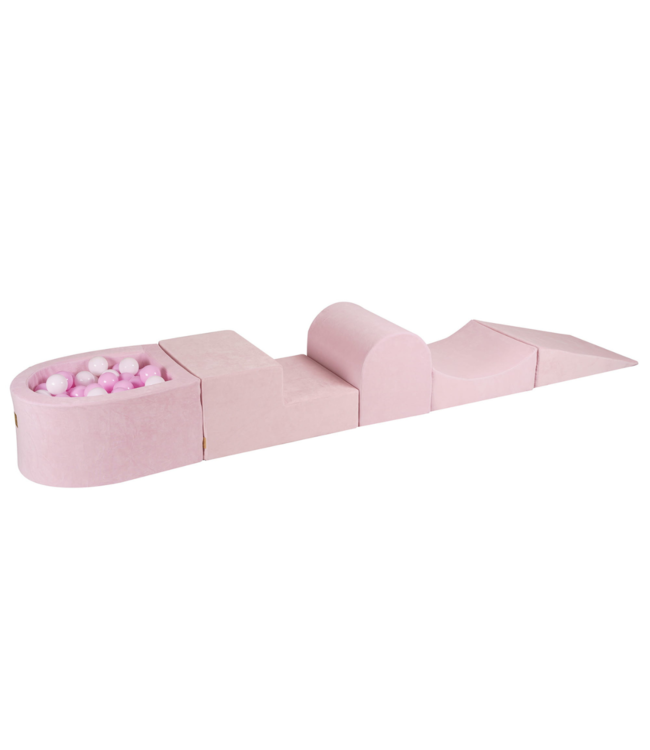 Roze foam blokken set met mini ballenbak voor kinderen