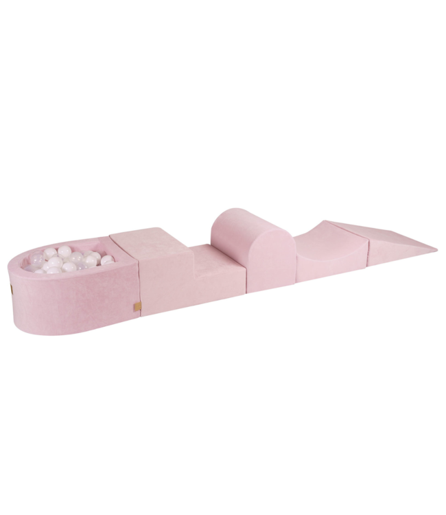 Roze foam blokken set met mini ballenbak voor kinderen
