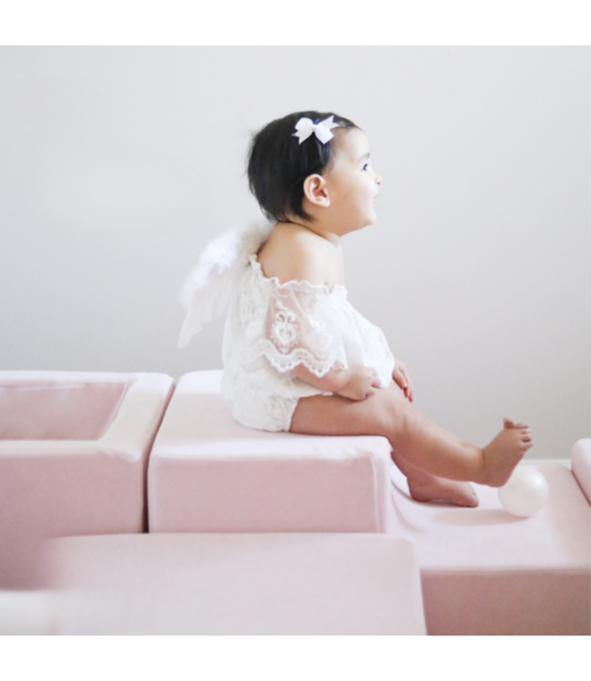 Roze foam blokken set met mini ballenbak voor kinderen