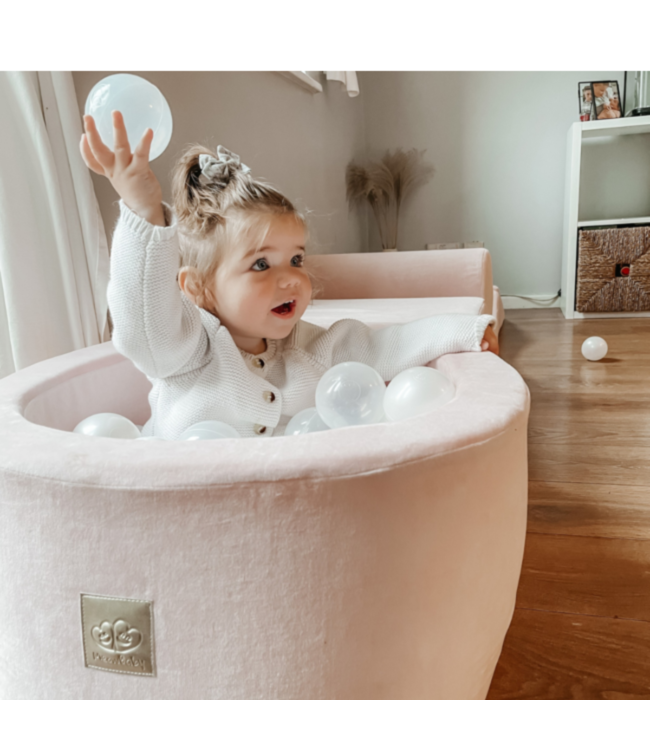 Roze foam blokken set met mini ballenbak voor kinderen